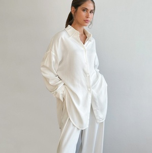 En stock, pyjamas européens et américains en tissu uni, vêtements de détente pour femmes, vêtements de nuit pour femmes, cardigan, vêtements de maison, vêtements pour femmes, pyjamas pour femmes - Product Image 4