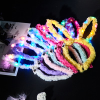 Serre-tête en peluche à 14 lumières en forme d'oreilles de lapin, avec effet lumineux clignotant, idéal pour les fêtes de Noël – Nouvelle fonctionnalité en gros