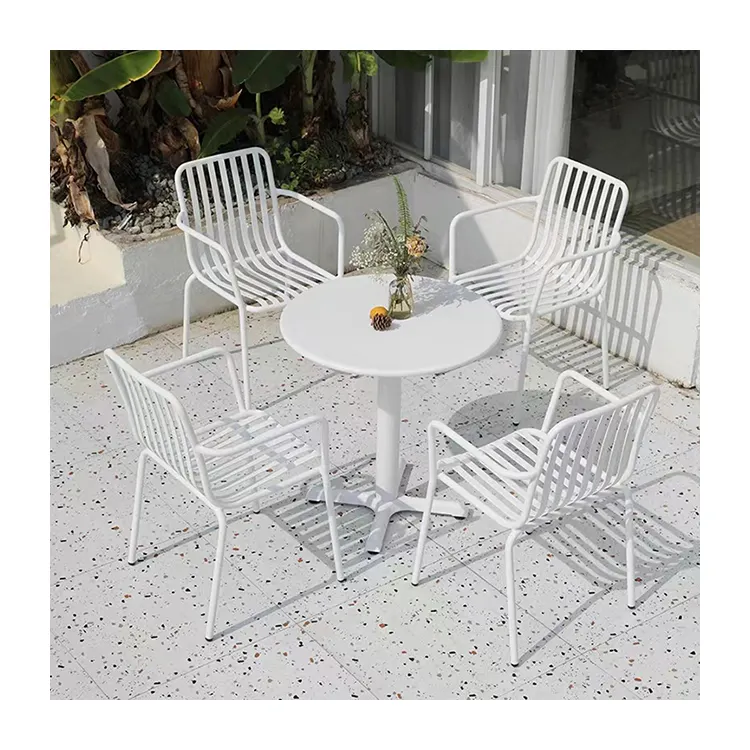 Sedie e tavoli da pranzo moderni mobili da esterno in alluminio sedie da giardino in metallo
