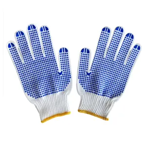SunnyHope 21cm 13Guage PVC Dots Knitted Cotton Hand Gloves Work blue cotton double sided dotted hand gloves