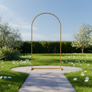 Arco de Boda de Hierro Dorado de 100 cm de Alto x 200 cm de Ancho con Clavos para el Suelo para Ceremonias y Fiestas al Aire Libre en el Jardín - Product Image 2
