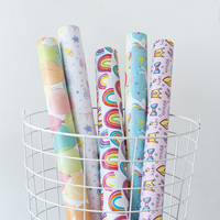 Papier d'emballage recyclable 80 g/m² sur le thème de la Journée des enfants, vente en gros, OEM, accepte les motifs et tailles personnalisées, emballage cadeau, emballage artisanal pour fleurs