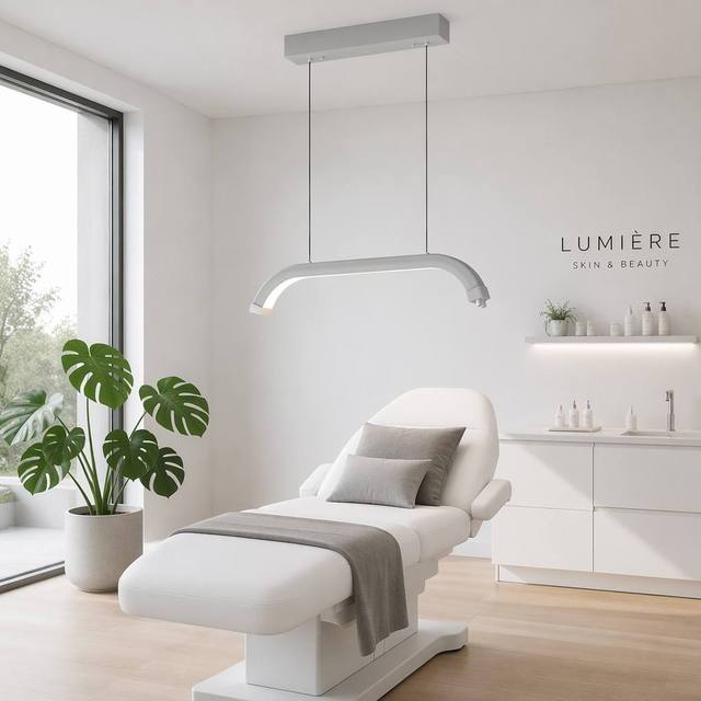 Osum Moonlight Stand LED Esthetician Light Sleek Half Moon Piercing Studio Lamp for Professional Facial & Photographic Lighting