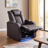 Canapé inclinable et inclinable à un siège en cuir véritable de luxe, best-seller, avec mousse à mémoire de forme, pieds en métal, pour home cinéma et salon