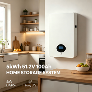 Batterie solaire LiFePO4 murale à design fin et peu encombrant, solution de stockage d'énergie domestique de 5 à 16 kWh, pack de batteries lithium-ion haute densité - Product Image 1