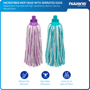 Testina per scopa in microfibra con bordo dentellato. Testina di ricambio per mocio ad alta assorbenza, ideale per la pulizia di pavimenti delicati - Product Image 1