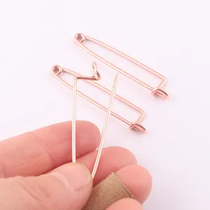 45mm Rose Gold Brass Garments Badge Safety Pin For Brooch Lapel