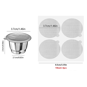 Capsule de café réutilisable Shavcooo pour <span class=keywords><strong>Nespresso</strong></span>, en acier inoxydable, avec filtre à café expresso pour crème, couvercle en aluminium et doseur tamper - Product Image 2