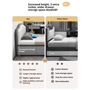 Letto Singolo Moderno e Semplice da 1,<span class=keywords><strong>2</strong></span> Metri con Contenitore, Letto a Nuvola per Piccola Famiglia, in Legno Massello <span class=keywords><strong>Salvaspazio</strong></span> - Product Image 3