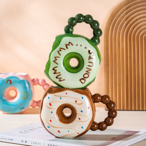 Taza de Cerámica Creativa con Forma de Donut para Beber Agua, Linda Taza de Color Caramelo para Estudiantes, Parejas, Regalo de Dibujos Animados - Product Image 4