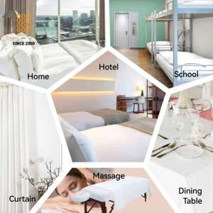 Fabriek Groothandel 5 Sterren Hotel Kwaliteit Wit Polyester/Katoen 250tc Multifunctionele Bulk Flat <span class=keywords><strong>Sheet</strong></span> Met Gekleurde Lijnen Beddengoed - Product Image 5