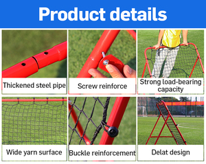 But de football portable avec <span class=keywords><strong>filet</strong></span> de rebond pliable, entraîneur de frappe de football, planche de rebond, cadre en acier, matériau en nylon - Product Image 6