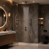 Ensemble de douche encastré en laiton brossé moderne avec mitigeur céramique à deux voies pour salle de bain