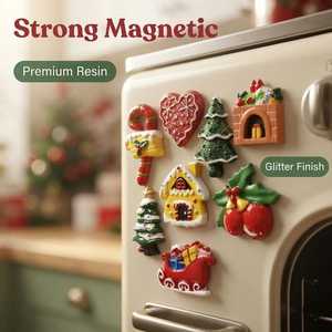 Aimant de réfrigérateur en résine personnalisé OEM/ODM, aimant de Noël promotionnel unique fait à la main en polyrésine 3D, cadeau pour la décoration de la pièce - Product Image 2