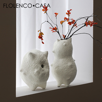Floclenco CASA moderne en céramique blanche en forme de tentacule Vase antenne trou décoration objet ensemble pour salon Design Unique