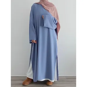 2 teile/satz Eid Muslim Inner Dress und Outer Abaya Dubai Women Dress 2023 Bahrain Traditionelle muslimische Kleidung & Accessoires