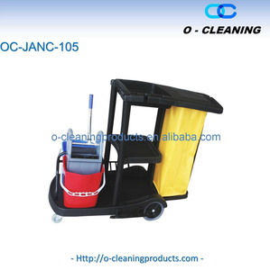 Chariot de nettoyage commercial O-Cleaning à 3 étagères, chariot de personnel d'entretien avec sac Oxford sur roues, chariot à outils de nettoyage haute capacité - Product Image 5