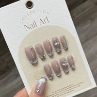2 Uñas Postizas Acrílicas Rosas Hechas a Mano con Cobertura Completa, Adhesivas, con Flores 3D, Efecto Ojo de Gato, Formas Ataúd, Almendra, Francesa, Puntas Largas, Stiletto y Mariposa