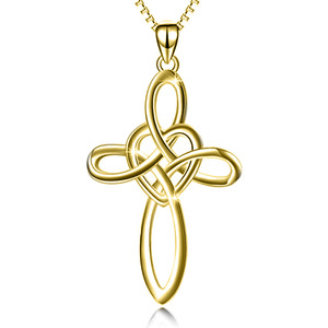 Collana con ciondolo a nodo di cuore per donna, gioielli minimalisti alla moda - Product Image 4