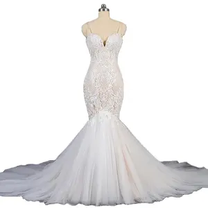 Yeni jartiyer askısız balık kuyruğu düğün elbisesi boncuklu omuz askısı sondaki düğün için düğün elbisesi mizaç elbise
