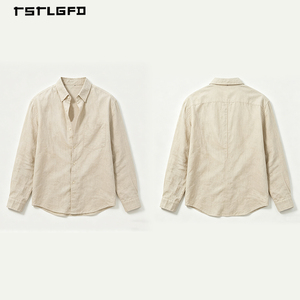 <span class=keywords><strong>Camisa</strong></span> <span class=keywords><strong>de</strong></span> <span class=keywords><strong>Lino</strong></span> y Algodón <span class=keywords><strong>para</strong></span> Hombre, Manga Larga, Color <span class=keywords><strong>Beige</strong></span>, Cuello Clásico, Botones, Bolsillo en el Pecho, Estilo Casual, Ropa <span class=keywords><strong>de</strong></span> Trabajo, Estilo Minimalista - Product Image 3