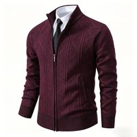 Cardigan pour homme à col montant, doublé polaire, épais, chaud pour l'hiver, en tricot, style décontracté, nouveau modèle, logo personnalisé, vente en gros OEM