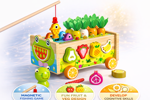 丈夫で多機能な木製野菜・果物・動物のおもちゃ箱、教育的認知遊び、幼児教育アクティビティ - Product Image 6