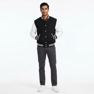 Custom Logo Varsity <b>Jacket</b> Leather Sleeves Embroidery Black Couple College <b>Baseball</b> <b>Men's</b> <b>Jacket</b> Letterman Varsity <b>Jacket</b> - Product Image 1