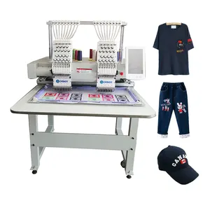 Máquina de bordar computadorizada para camisetas, boné pequeno, cabeça única, 6 peças de reposição, dispositivo de lantejoulas, 24 2 um 12 pinos, com bloqueio de gola