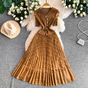 Vestido de Mujer al por Mayor Barato 2026, Vestido Elegante de Alta Gama con Cuello en V y Flores 3D, <span class=keywords><strong>Vestidos</strong></span> Plisados Casuales para Invitadas de <span class=keywords><strong>Boda</strong></span> - Product Image 4