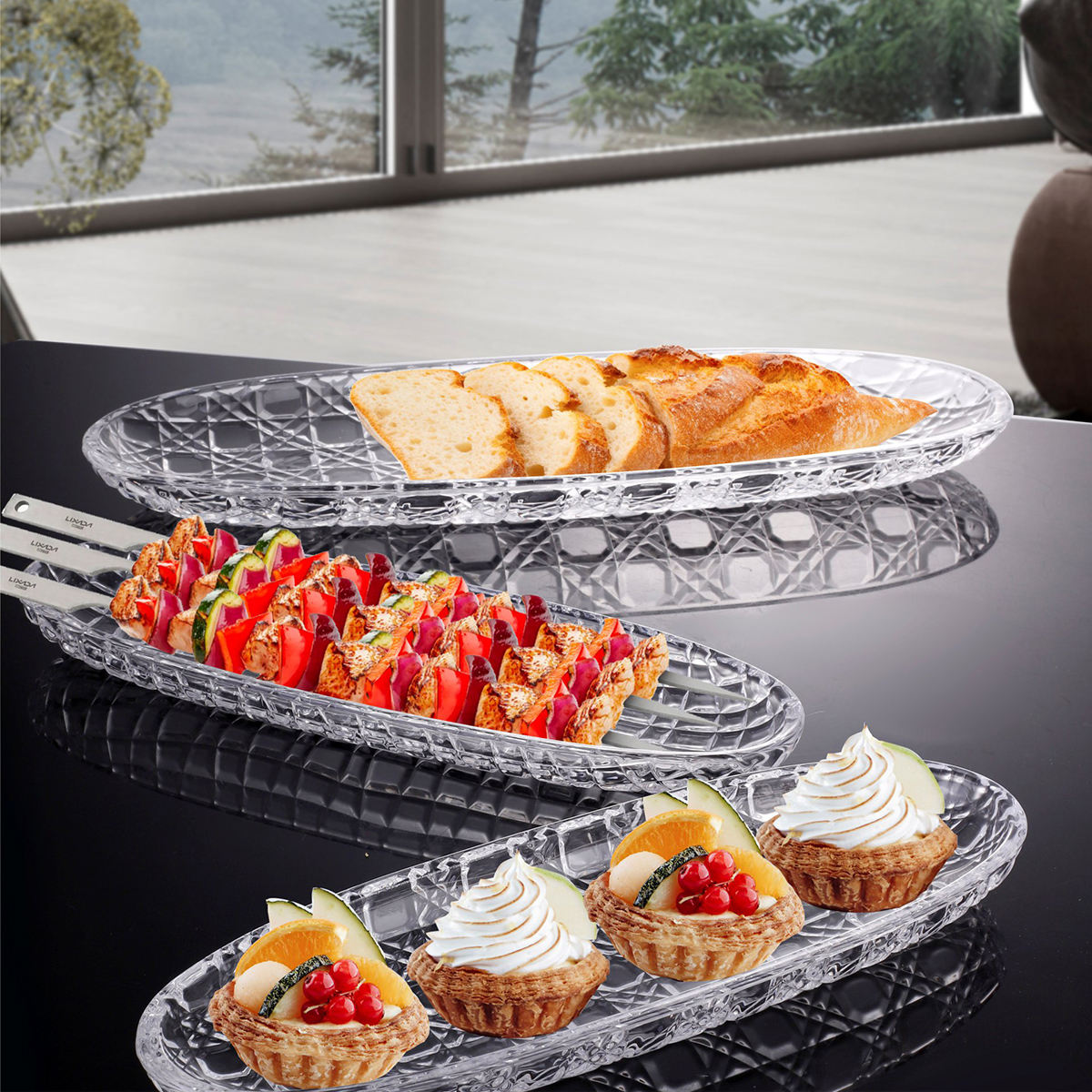 Elegant Rectangle Glass Cake Plates for Any Occasion - Main Image