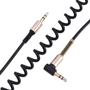 1.8M 90 Degrés Coude Audio <span class=keywords><strong>Jack</strong></span> Câble Rétractable 3.5mm Ressort Aux Câble Angle Droit 3.5MM Audio Câble pour Voiture Téléphone Casque - Product Image 1