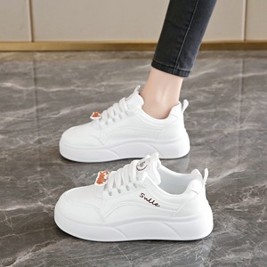 Zapatillas Deportivas Casuales de Mujer con Cordones Blancas de Suela Gruesa, Novedad Primavera 2026, Parte Superior Sintética, Cómodas y Duraderas, Combinan con Todo - Product Image 3
