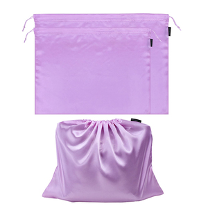 Pochette de voyage en satin noir avec cordon de serrage, logo personnalisé, housse anti-poussière, sac en soie, sacs anti-poussière pour sacs à main, portefeuilles, chaussures - Product Image 5