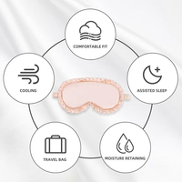 Kit Masque de Sommeil en Soie Satinée à Volants Bloquant la Lumière, Masque pour les Yeux, Chouchou pour Cheveux, Bouchons d'Oreilles en Mousse pour Voyage, Sommeil Nocturne, Cadeau pour Femme