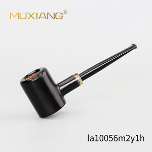Briar Wood Smoking Pipe Bent Type Black Glossy Finish Long Handle Tobacco Pipe For Reading And Gift - Product Image 3