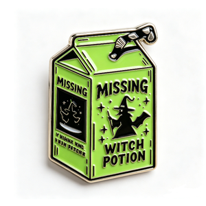Pin Esmaltado con Diseño de Poción de Bruja Faltante, Temática de Halloween, Metal Verde, Diseño de Hada, Chapado en Níquel Negro, Aleación de Zinc, Forma Rectangular - Product Image 1
