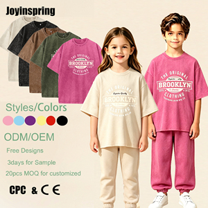 T-shirt da bambino personalizzata OEM ODM in cotone rosso sanguigno a maniche corte, con spalle scese, morbida, traspirante, estiva, casual, effetto lavato - Product Image 1