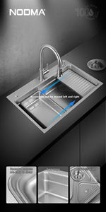 Fregadero de Cocina Moderno de Acero Inoxidable 304, Hecho a Mano, Grande, de 75*48cm, de una Sola Tina, con Diseño Multifuncional de 3 Orificios, un Juego - Product Image 2