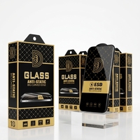 Protection d'écran en verre trempé HD anti-reflet, anti-statique, 9H, pour iPhone, avec boîte de 10 pièces, étanche, doré et diamanté