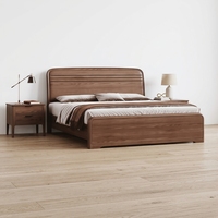 Neues Doppelbett im chinesischen Stil aus massivem Ulmenholz mit abgerundeten Ecken; geeignet für Schlafzimmer zu Hause, Hotels und Apartments.