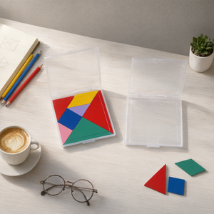 Mini boîte de rangement carrée transparente en plastique PP pour puzzles Tangram, étui d'emballage pour petits articles - Product Image 3