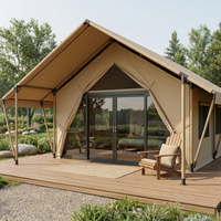Tente de glamping nomade 5x9m, taille personnalisée, structure en acier, membrane en PVC, imperméable, ignifuge, pour camping, lodge, chalet