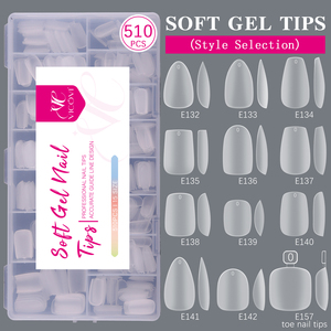 510 cái/hộp siêu mỏng traceless mềm gel móng tay giả đầy đủ Bìa pháp ngắn hạnh nhân hình bầu dục quan tài tự nhiên tìm kiếm không có Nộp đơn cần thiết - Product Image 1