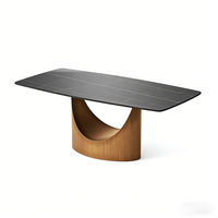 Table à manger rectangulaire en pierre frittée, style italien luxe léger, finition bronze antique, pieds en bronze jaune, table à manger en carbone