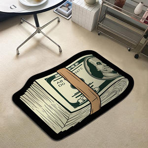 Alfombra de entrada con forma irregular de dólar, de fibra de poliéster, diseño moderno para interiores, resistente al desgaste, 1 unidad - Product Image 3