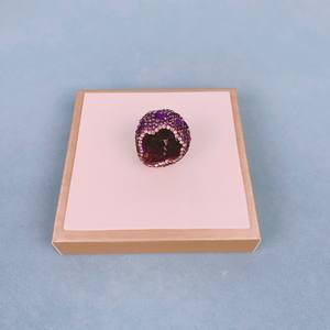 Anello in Ametista Naturale Placcato Oro con Apertura Regolabile, Gioiello Trendy in Lega con Gemma dal Produttore - Product Image 4