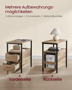 Table d'appoint étroite SENYU pour petits espaces de salon, couleur gris-beige, avec station de charge et 2 tiroirs, table de chevet mince - Product Image 4