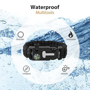 Bracelet <span class=keywords><strong>en</strong></span> paracorde 5 <span class=keywords><strong>en</strong></span> 1, kit de survie d'urgence pour la randonnée, avec allume-feu, <span class=keywords><strong>boussole</strong></span>, sifflet, outil à silex continu et grattoir <span class=keywords><strong>en</strong></span> acier - Product Image 5