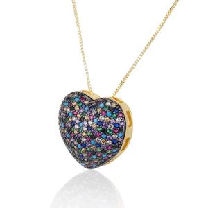 Gioielli di strass e orecchini con collana e orecchino Set di orecchini pendenti placcati in oro a forma di cuore di colore misto graziosi gioielli da <span class=keywords><strong>donna</strong></span> in ottone - Product Image 4